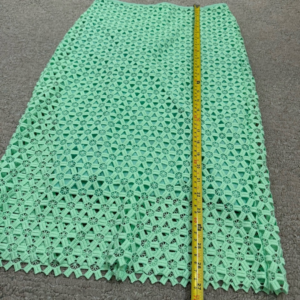 Zara Skirt Midi Crotchet Lace Size Medium Green - Picture 6 of 9